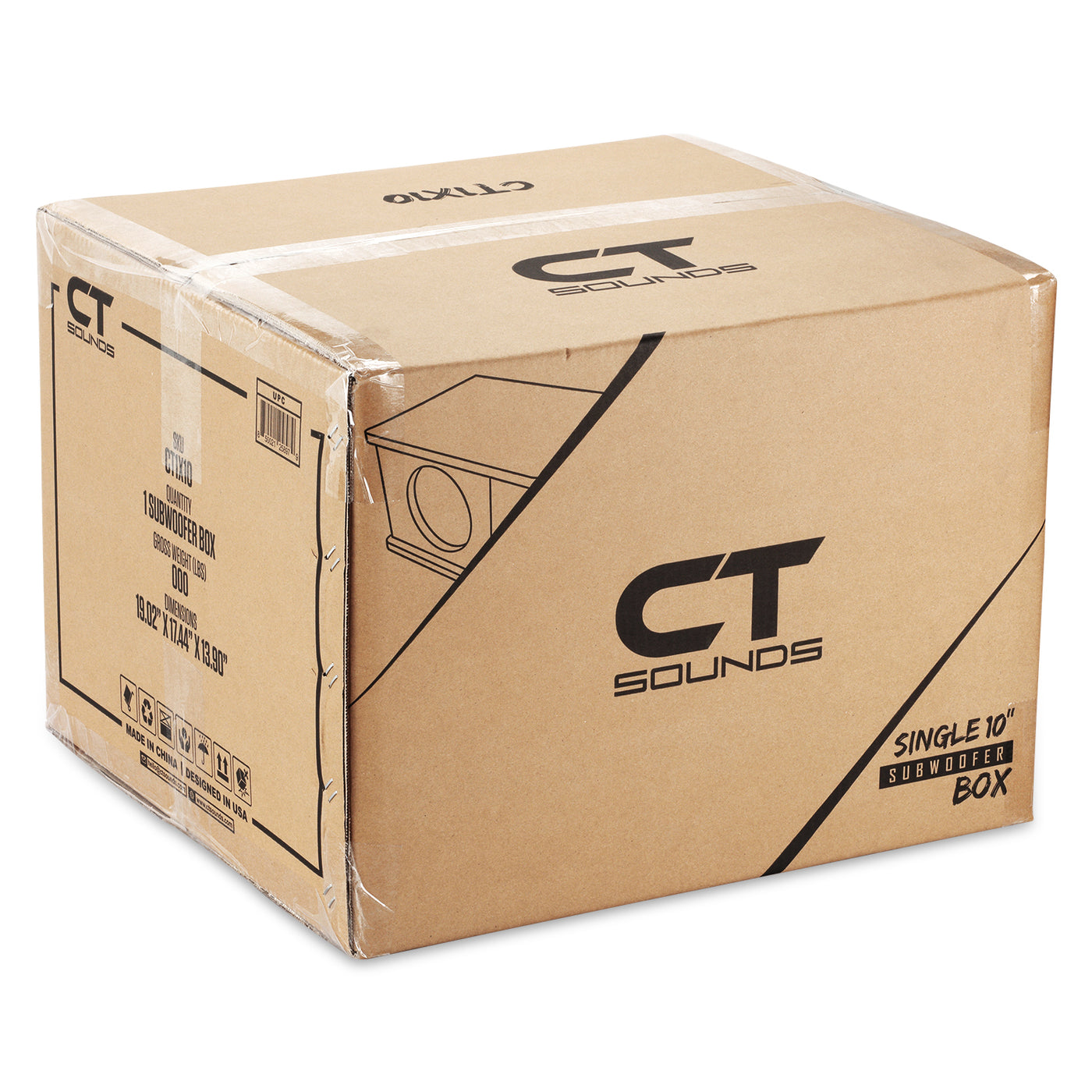 CT1X10 // Single 10” Kerf Port Universal Car Subwoofer Box