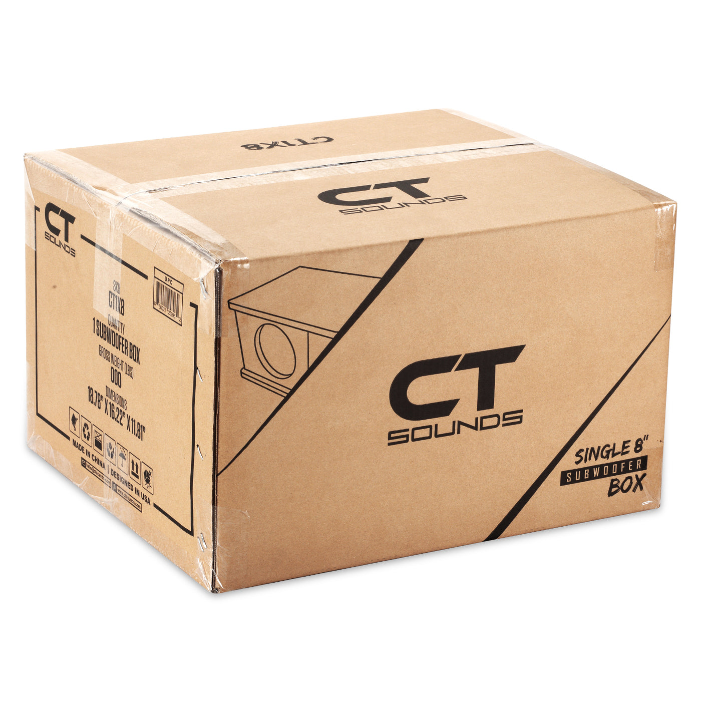 CT1X8 // Single 8” Kerf Port Universal Car Subwoofer Box