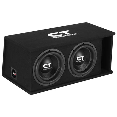 Dual 10” 2600W Complete Bass Package with Loaded Subwoofer Box and Amplifier