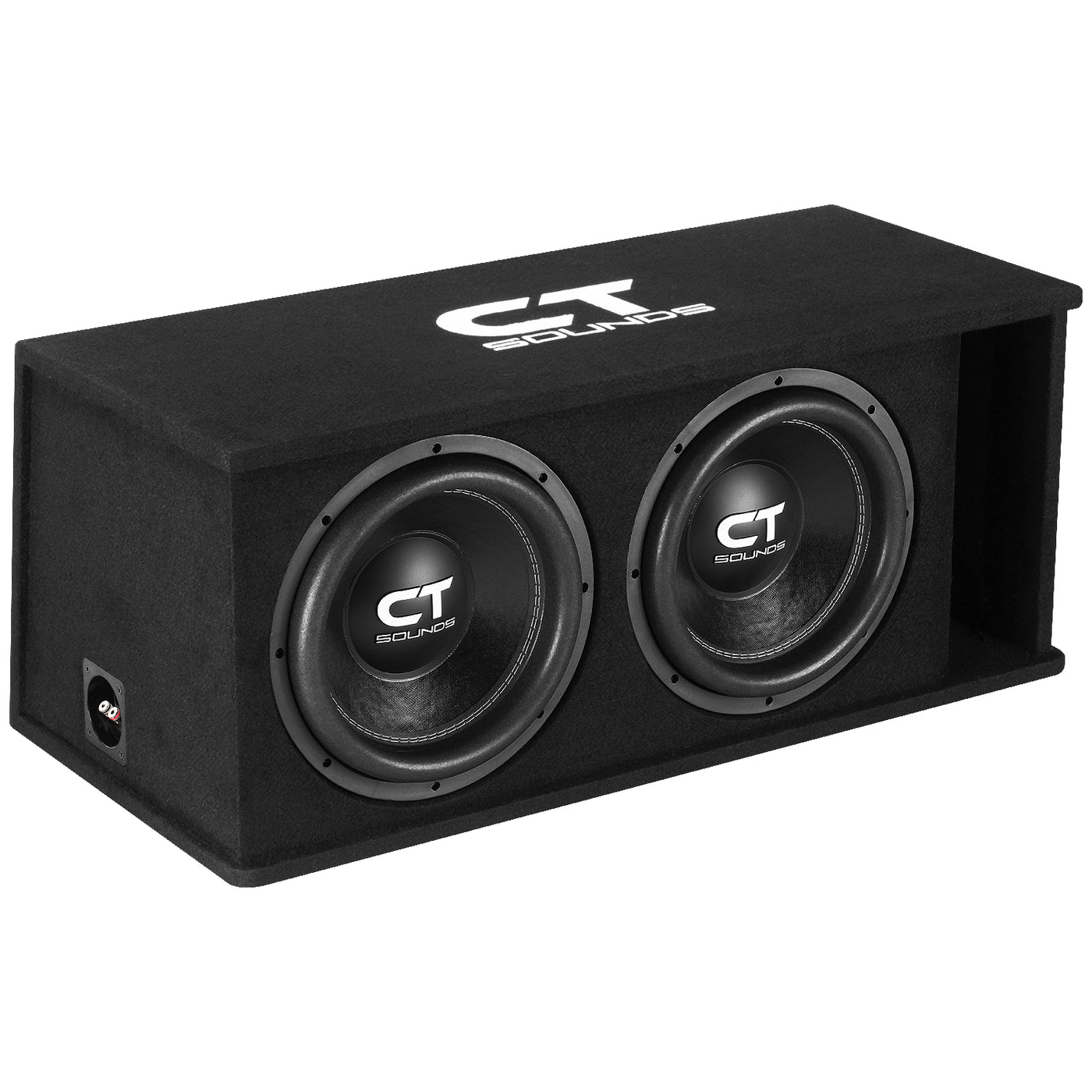 Dual 12” 2600W Complete Bass Package with Loaded Subwoofer Box and Amplifier