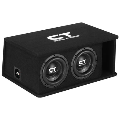 Dual 8” 1600W Complete Bass Package with Loaded Subwoofer Box and Amplifier