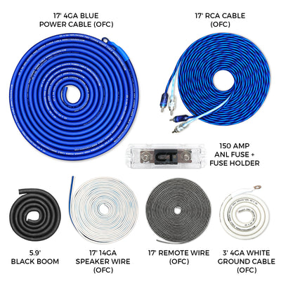 AMPKIT-4GA-ELITE // 4 Gauge 2000 Watt Amplifier Wiring Kit (OFC)