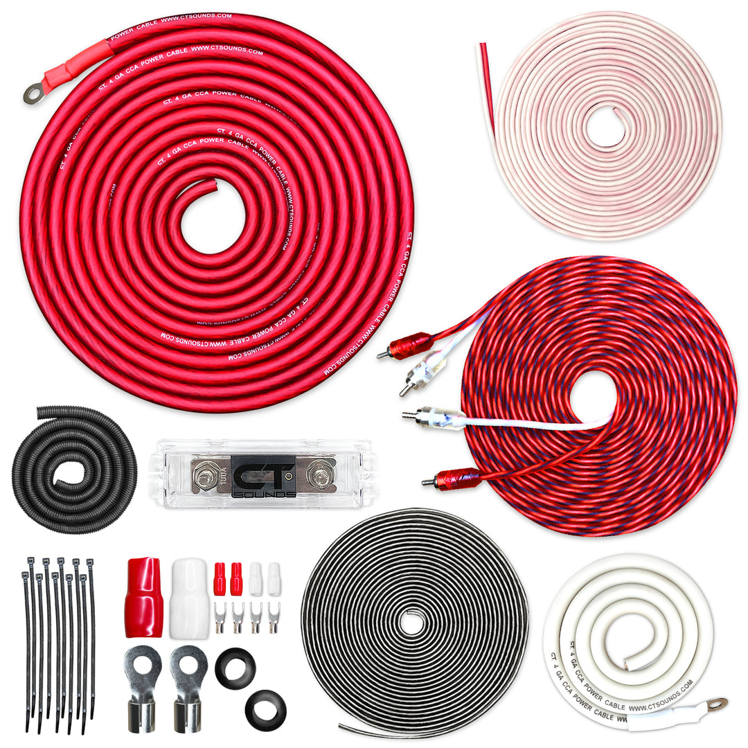 AMPKIT 4GA PRO 4 Gauge CCA 1250 Watt Amp Wiring Kit CT SOUNDS