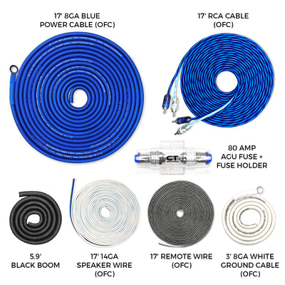 AMPKIT-8GA-ELITE // 8 Gauge 1000 Watt Amplifier Wiring Kit (OFC)