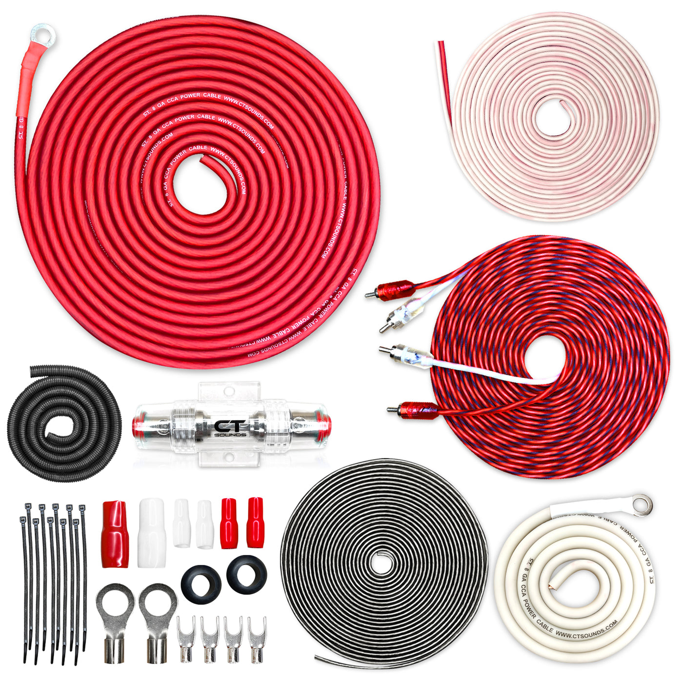 AMPKIT-8GA-PRO // 8 Gauge 800 Watt Amplifier Wiring Kit