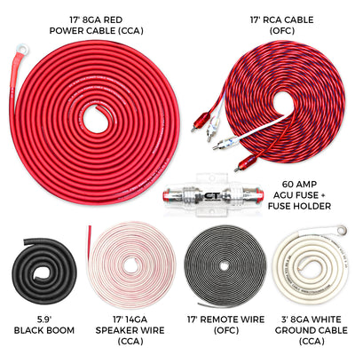 AMPKIT-8GA-PRO // 8 Gauge 800 Watt Amplifier Wiring Kit