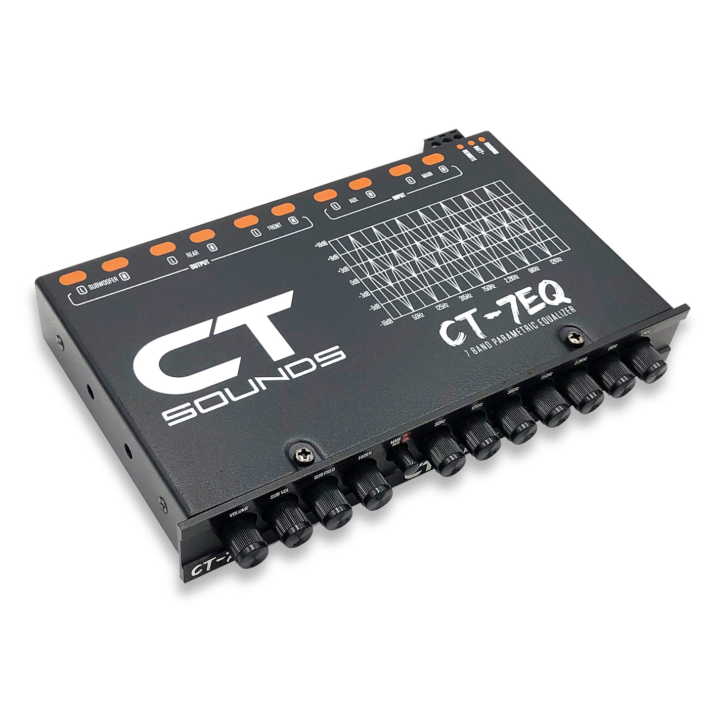 CT-7EQ // 7 Band 1/2 Din Parametric Car Audio Equalizer with AUX Input